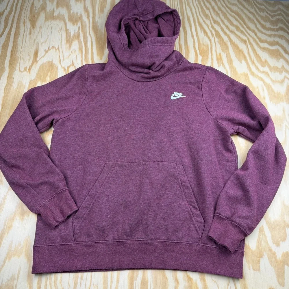Nike Sportswear Essential Funnel Neck Hoodie Burgundy Maroon BV4526-639 Womens L